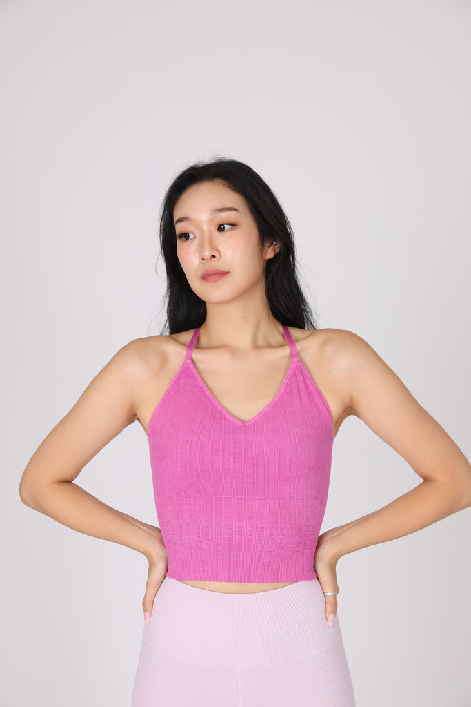 X-Cross Strap Crop Bra Top in Back to product Vintage BEETROOT FUCHSIA