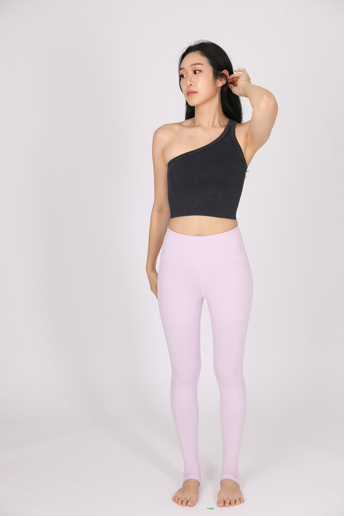One Shoulder Ribbed Bra in Vintage BLACK